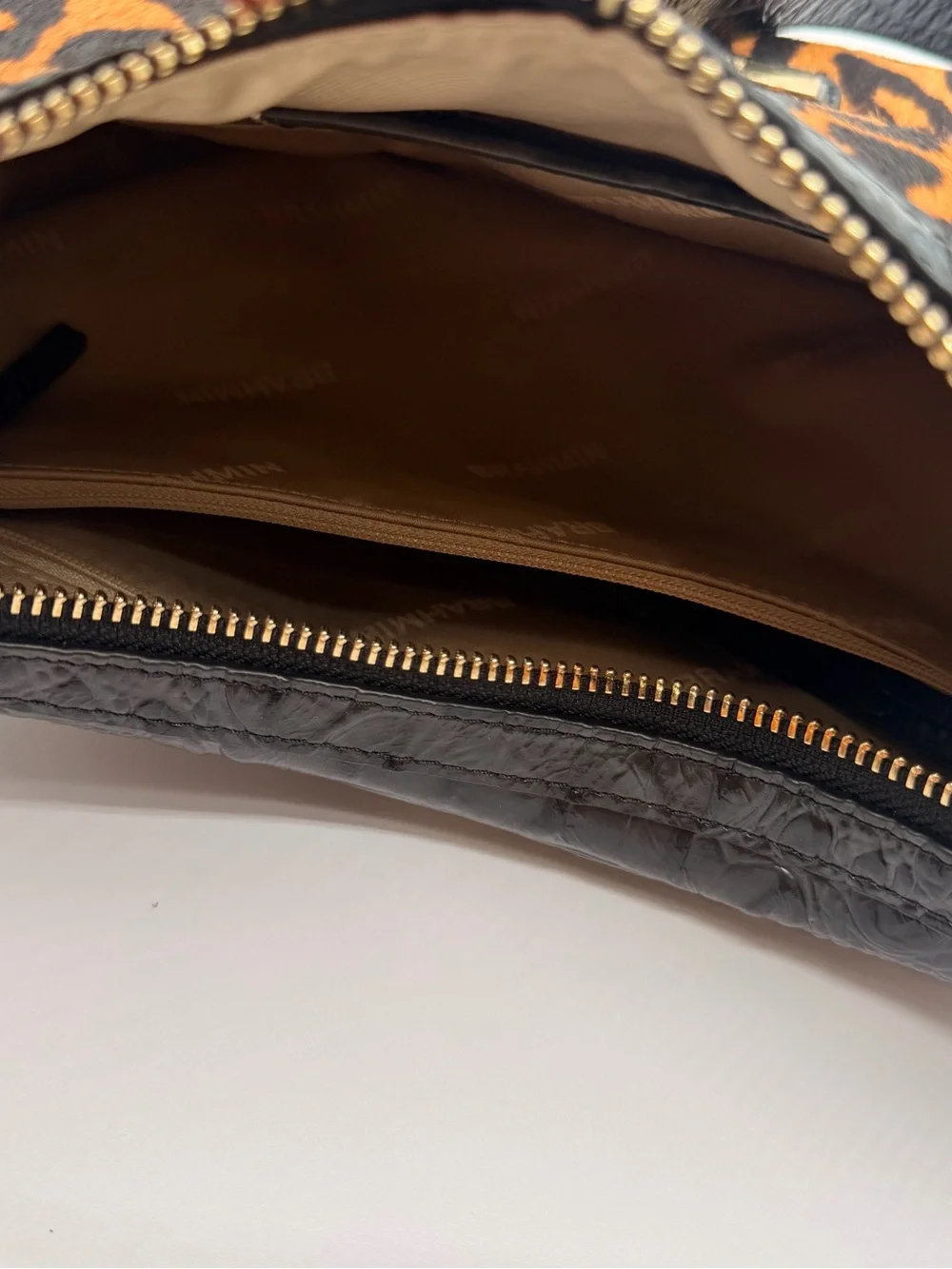 BRAHMIN Corinne crossbody, black damson, genuine leather leopard